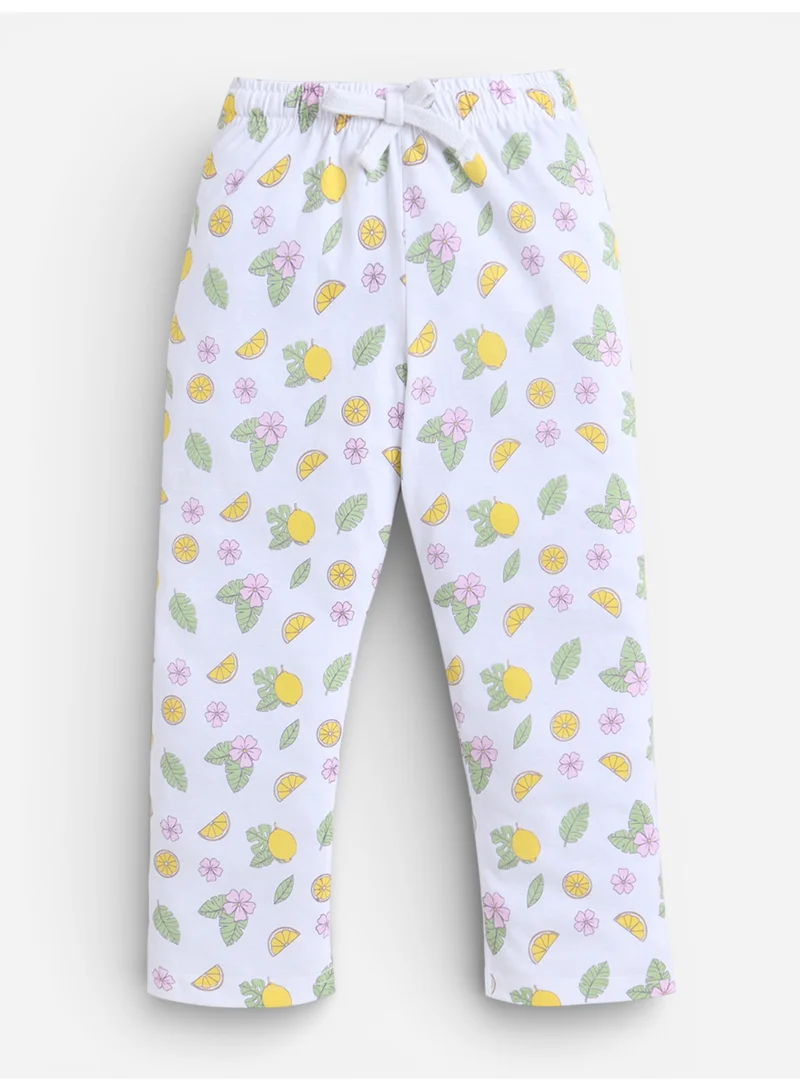 Victor And Jane  Girls Lemonade Print Cotton Pajama Set – T-Shirt & Full Pants Nightwear for Women | Best Price UAE
